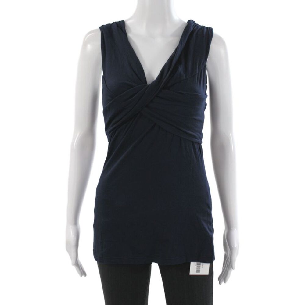 Velvet by Graham & Spencer Women Blue Jersey Tank V-Neck Sleeveless Size M